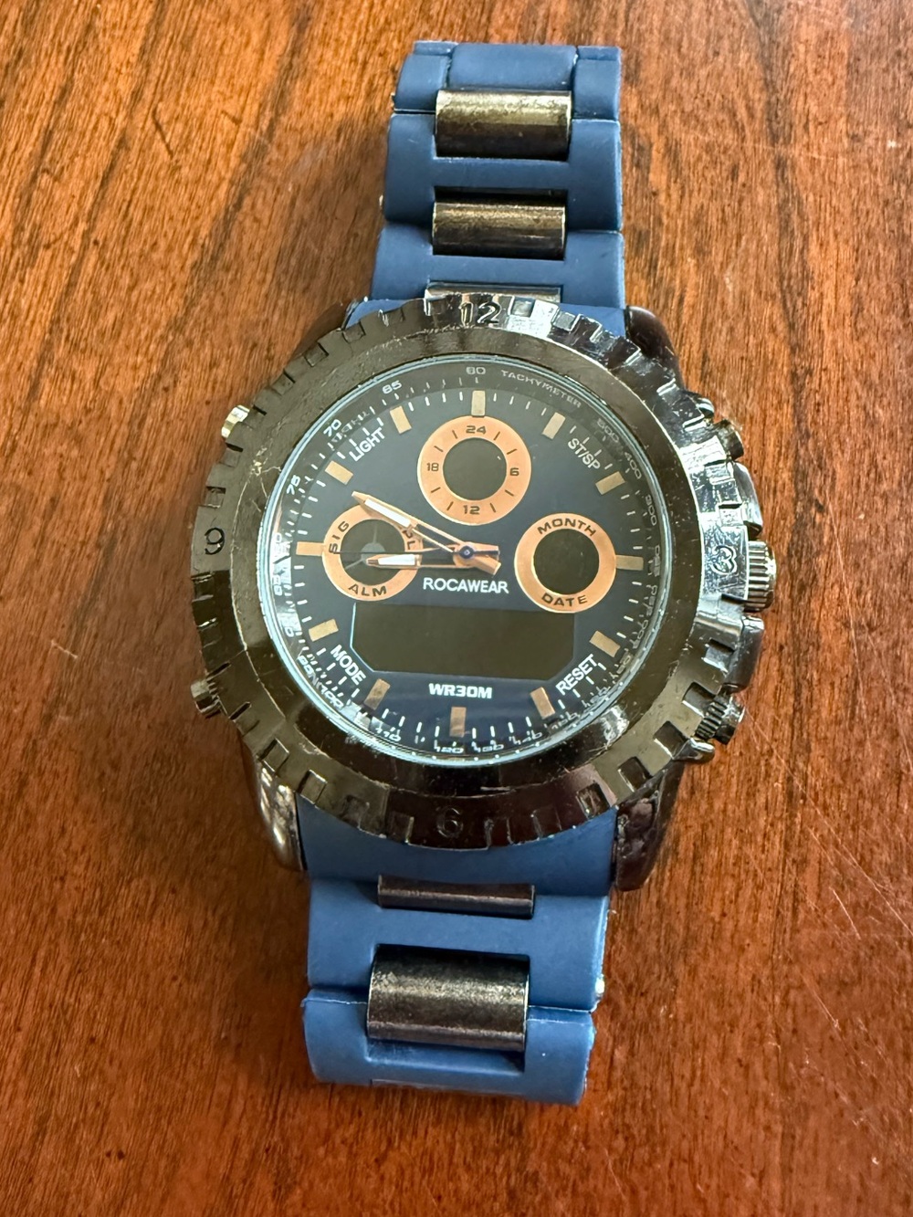 Rocawear Blue Strap men’s Watch with Black and Gold Dial
